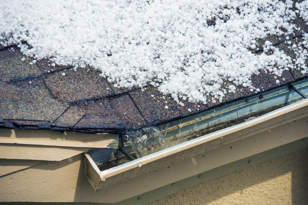 hail melting on roof